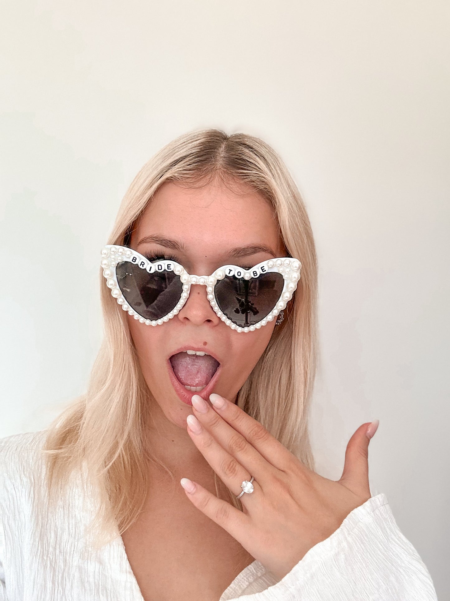 Bride To Be - Pearl Heart Sunglasses